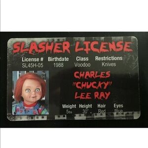 Chucky Child’s Play Horror Novelty Driver License